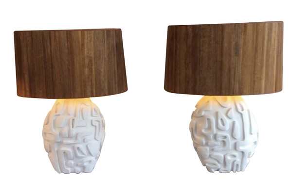 Contemporary French Pair Plaster Lamps