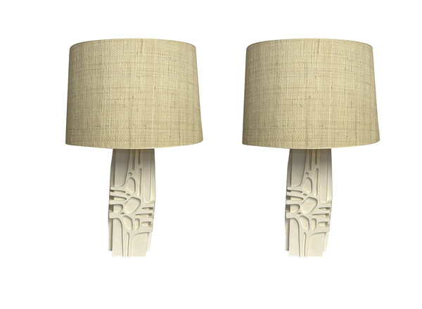 Contemporary French Pair Plaster Lamps