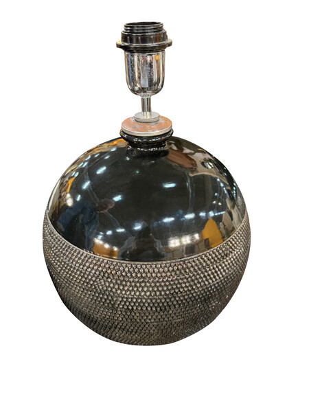 Contemporary Italian Pair Round Black Base Lamps
