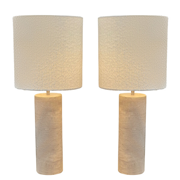 Contemporary Netherlands Pair Travertine Lamps