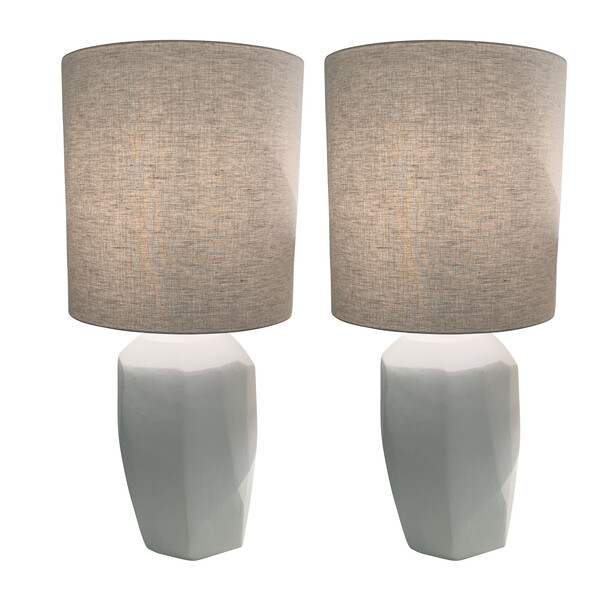 Contemporary Romanian Pair White Opaque Glass Lamps