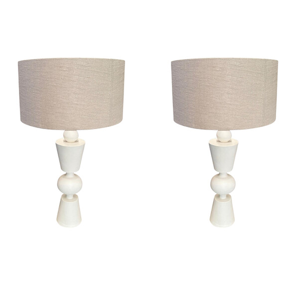 Contemporary French Pair Plaster Lamps