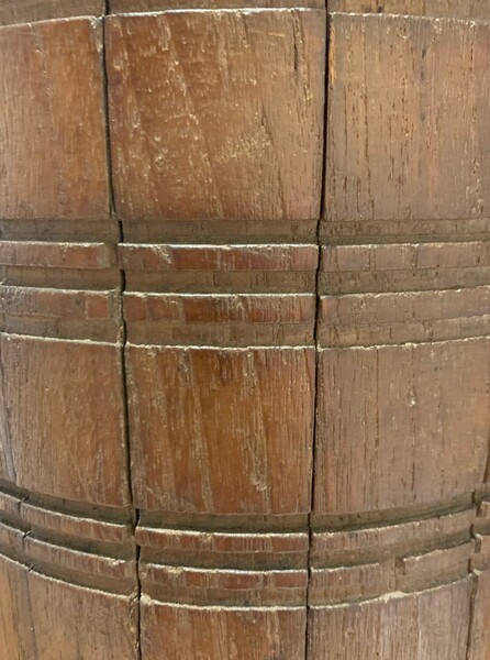 Mid Century Belgian Pair Wood Column Lamps