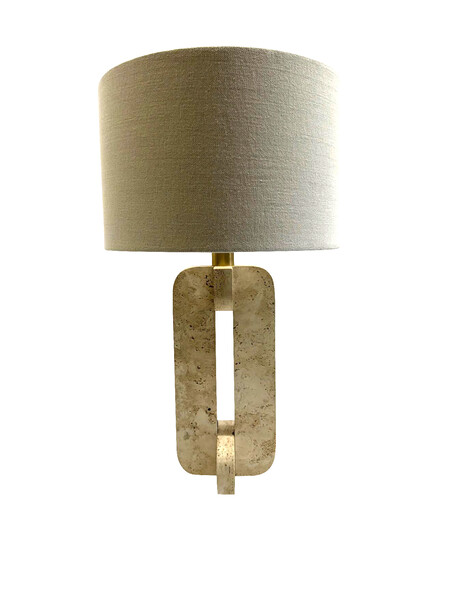 Mid Century Italian Single  Pieced Travertine Lamps