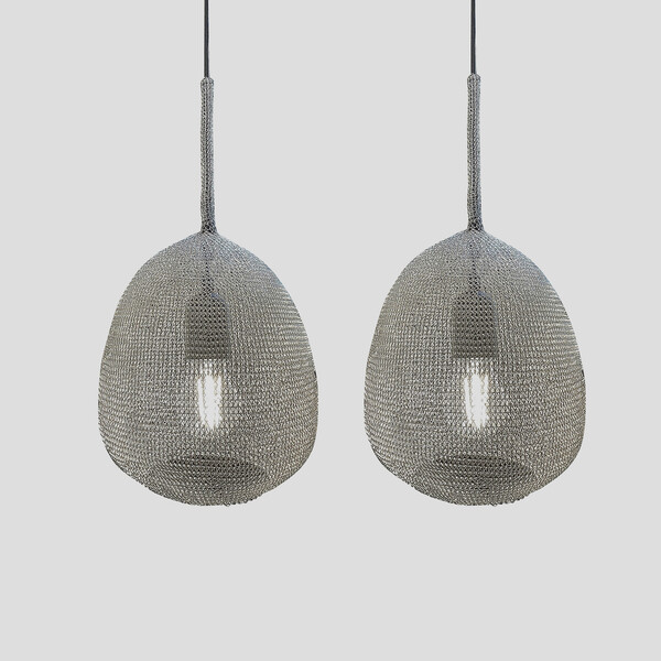 Contemporary Botswana Pair Knitted Stainless Steel Pendants