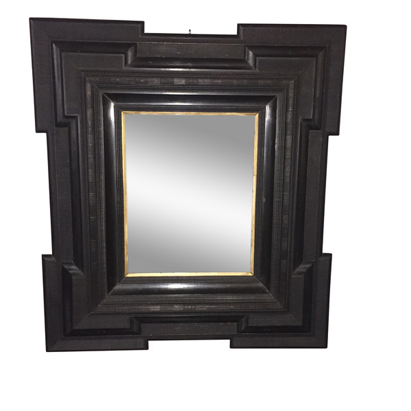 Balsamo Antiques 19thc Dutch Large Black Framed Mirror