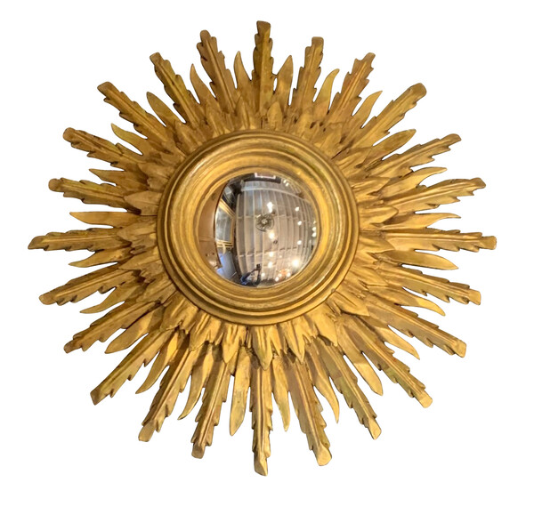 1920's Spanish Gold Gilt Starburst Framed Mirror