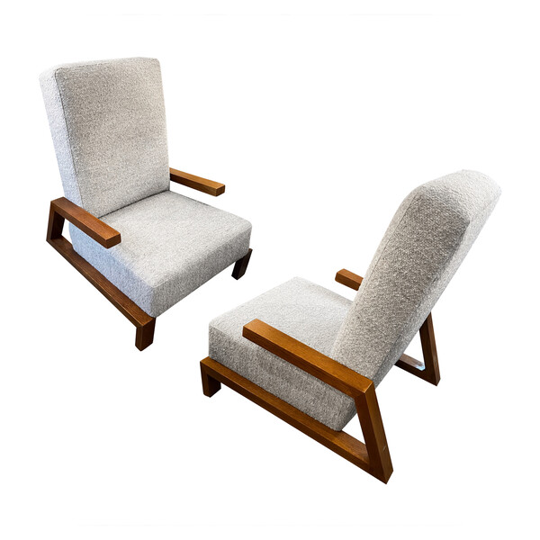 Mid Century French Pair Rene Gabriel Side Chairs