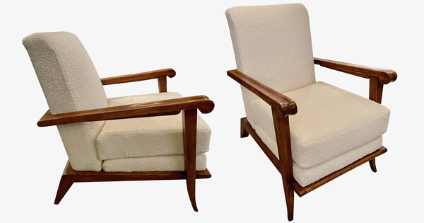 Mid Century French Pair Roger Landault Side Chairs