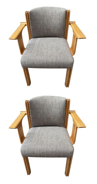 Mid Century Spanish Two Pairs of Armed Chairs