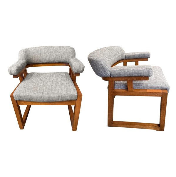 Mid Century Spanish Juan Gamboa Pair Arm Chairs