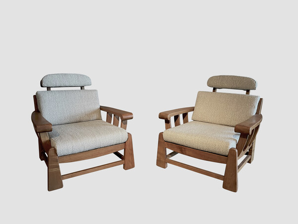 1950's French Pair Maison Regain Upholstered Chairs