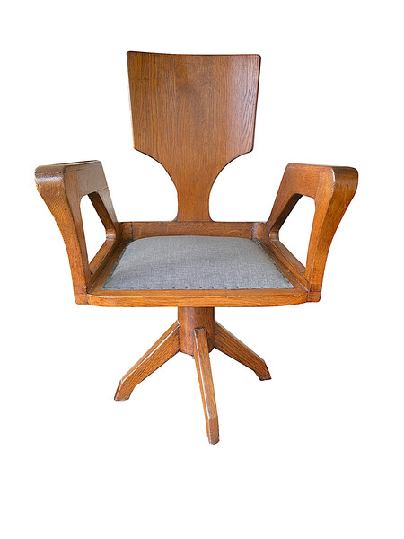 1930's Italian Swivel Wood Sculptured Desk Chair