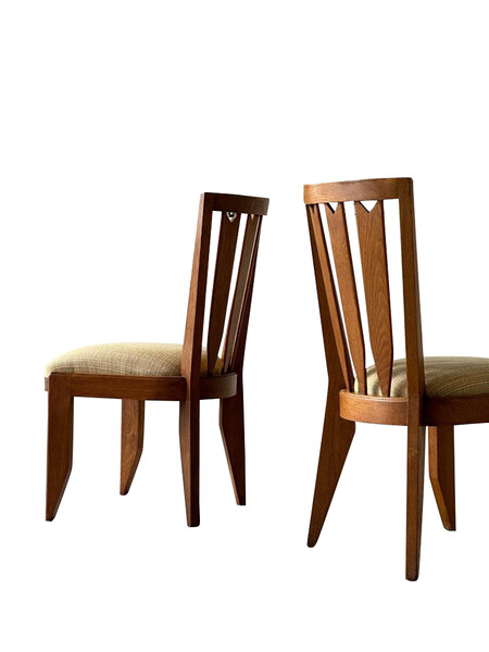 1960's French Guillerme et Chambron Exceptional Set of Six Dining Chairs