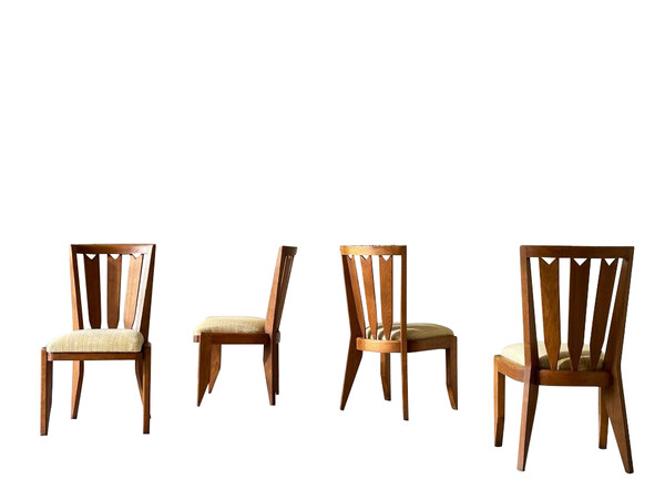 1960's French Guillerme et Chambron Exceptional Set of Eight Dining Chairs