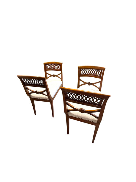 19thc Italian Pair Benches with Trellis Designed Side Panels