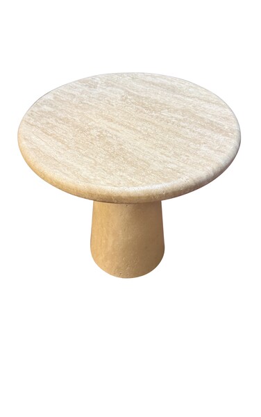 Contemporary Italian Round Travertine Cocktail Table