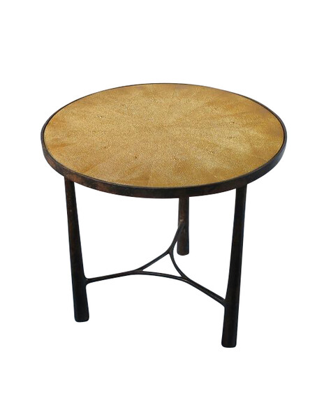 Contemporary German Bronze Coffee Table Faux Shagreen Top