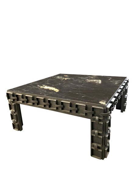 1960's Spanish Brutalist Design Base Marble Top Coffee Table
