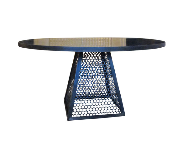 Contemporary Round Industrial Steel Dining Table