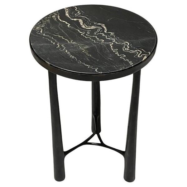 Contemporary German Bronze Base Marble Top Side Table