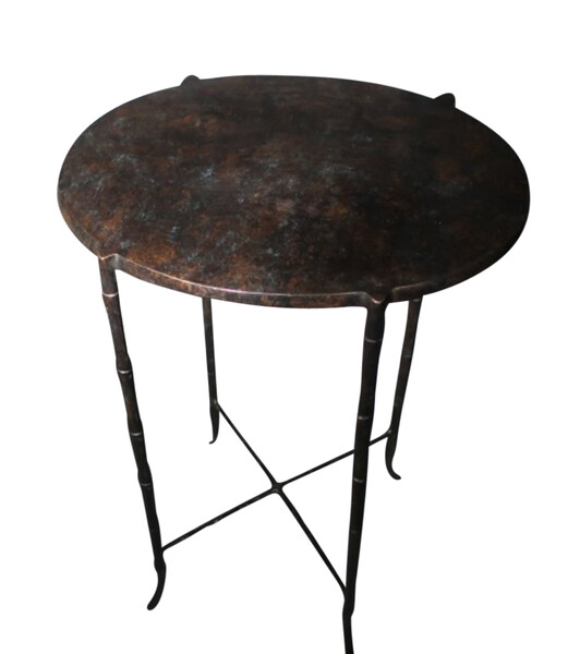 Contemporary German Faux Bamboo Bronze Side Table