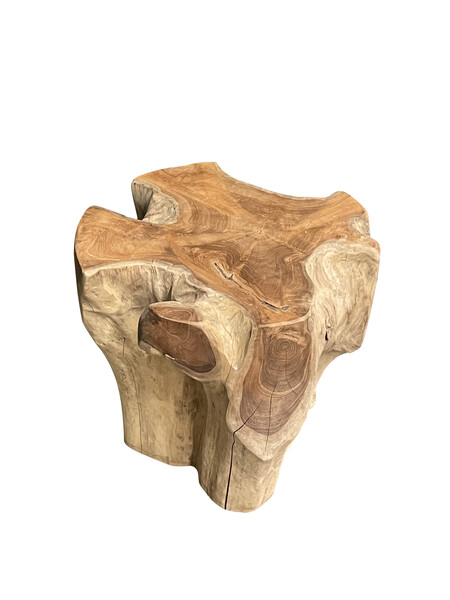 Contemporary Indonesian Blonde Lychee Wood Organic Shape Side Table