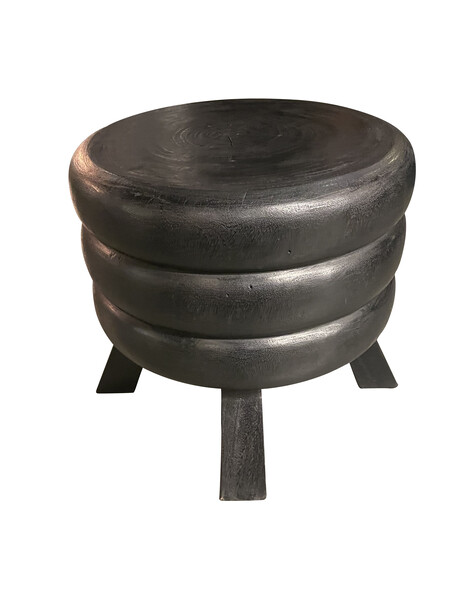 Contemporary Indonesian Ebonized Lychee Wood End Table