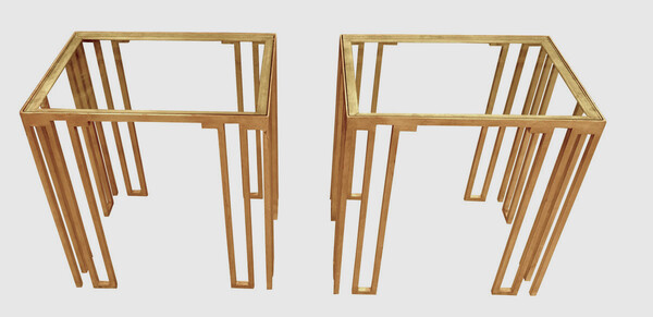 Contemporary Italian Pair Bronze Side Tables
