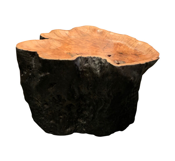 Indonesian Lychee Wood Side Table on Casters