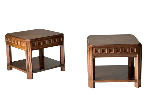 1960's French Pair Brutalist Design Side Tables