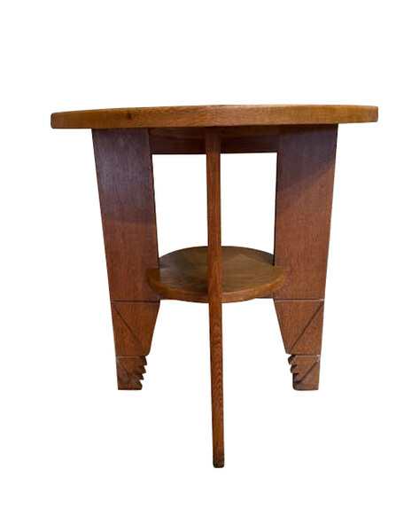 1950's French Shelved Saw Leg Design Round Side Table