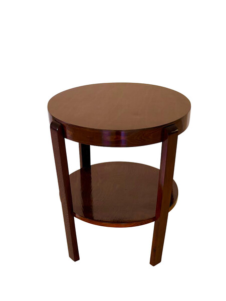 1940's Hungary Round Side Table with Lower Shelf