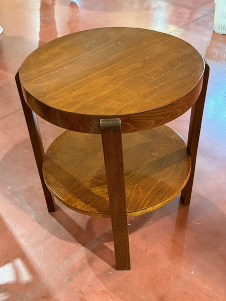 1940's Hungary Round Side Table with Lower Shelf