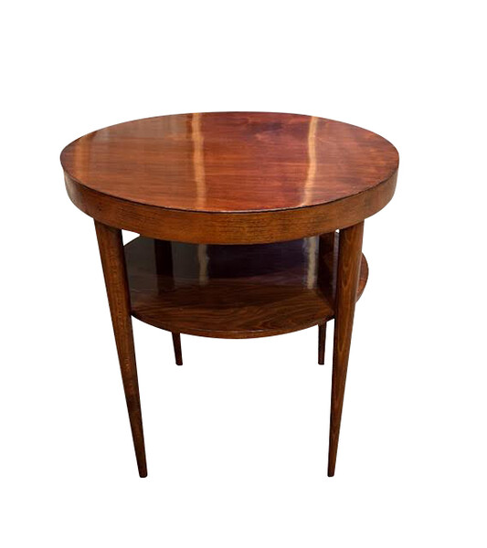 1940's Hungary Round Side Table with Shelf